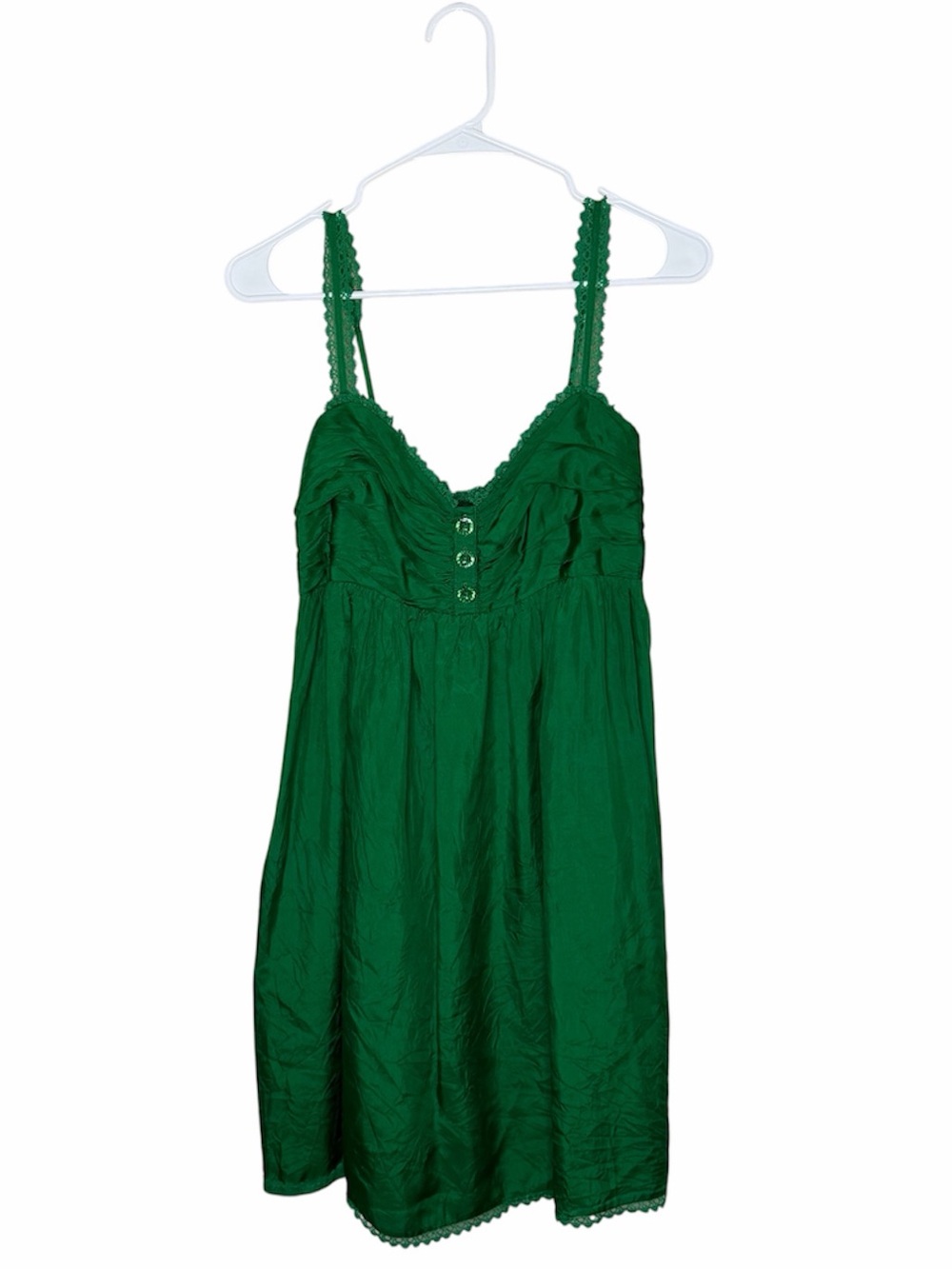 Vintage Betsey Johnson Emerald Green Mini Dress Women's Size 8 100% Silk